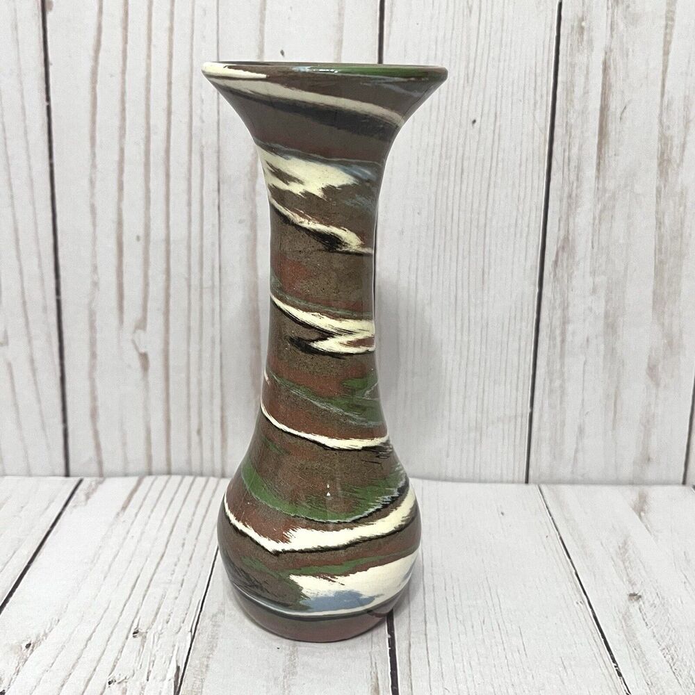 Boho MCM Desert Sands Handmade Swirl Painted Vase